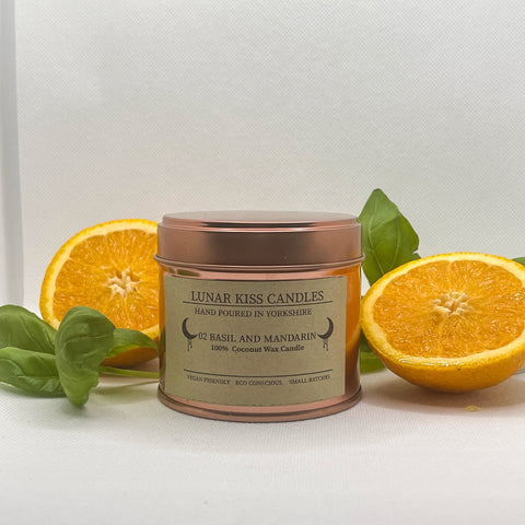 02 Basil & Mandarin Candle - Copper Tin 200g