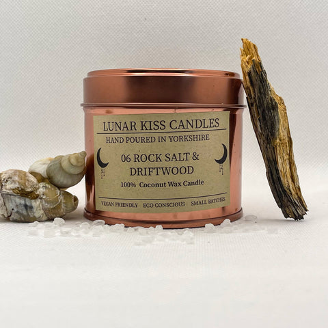 06 Rock Salt & Driftwood Candle - Copper Tin 200g